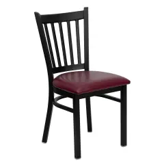 Emma and Oliver Vertical Back Metal Restaurant Dining Chair BurgVYL/BlackMetal