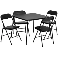 Emma and Oliver 5 Piece Folding Card Table and Chair Set Black