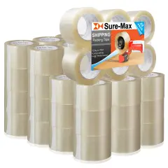 Sure-Max 48 Rolls Extra-Wide Shipping & Packing Tape (3" x 110 yard/330' each) - Moving & Adhesive Carton Sealing - 2.0mil Clear
