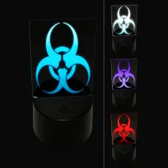 Biohazard Symbol 3D Illusion LED Night Light Sign Nightstand Desk Lamp
