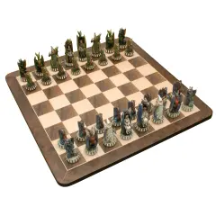 WE Games Handpainted Dragon Chess Set, Walnut Root Board 21 in, 4.5 in King