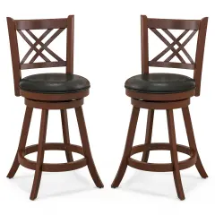 Costway 24''/29'' Swivel Bar Stools Set of 2 Upholstered Counter Stools with Cushion & Footrests