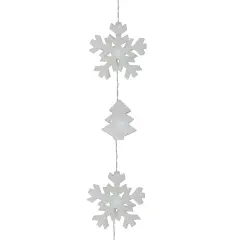 Kaemingk LED Snowflake and Tree Mini Christmas Lights - Cool White - 5.5 ft Clear Wire - 12ct