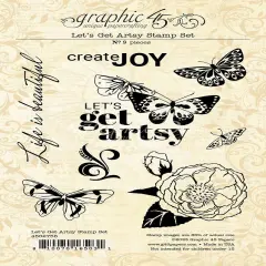 Graphic 45 Let's Get Artsy Stamp Set-9/Pkg