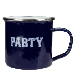 Avon 4.75" Dark Blue and White Metal Varsity Party Coffee Mug