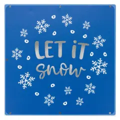 Northlight 12" Square 'Let it Snow' Woodblock Christmas Sign Blue