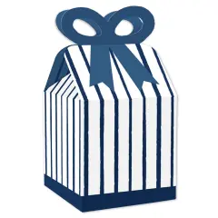 Big Dot of Happiness Navy Stripes - Square Favor Gift Boxes - Simple Party Bow Boxes - Set of 12