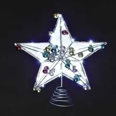 Roman 15" LED Lighted Battery Operated Mirrored Star Christmas Tree Topper with Timer Clear