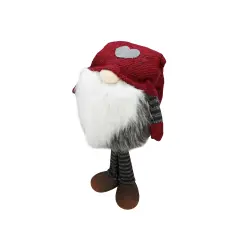 Northlight Large Striped "Finn" Chubby Santa Standing Gnome Christmas Figure - 24" Gray