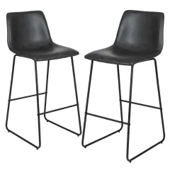 Merrick Lane 30 inch Faux Bar Height Bucket Seat Stools, Set of 2 Gray