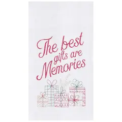 Gifts Are Memories Embroidered Flour Sack Cotton Kitchen Towel