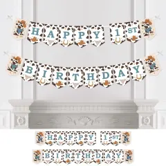 Big Dot of Happiness My First Rodeo - Little Cowboy 1st Birthday Party Bunting Banner - Party Decorations - Happy 1st Birthday