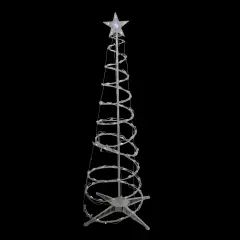 Northlight LED Lighted Spiral Cone Tree Outdoor Christmas Decoration - 5' - Pure White Lights Clear