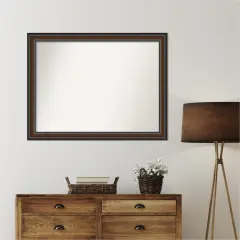Cyprus Walnut Non-Beveled Custom Framed Bathroom Vanity Wall Mirror