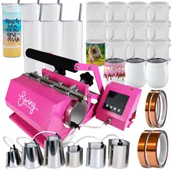 Swing Design 7-in-1 Tumbler Heat Press 20oz/30oz Bundle - Pink