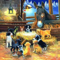 Sunsout Barnyard Nativity 500 pc Christmas Jigsaw Puzzle 39535