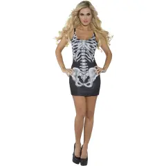 Underwraps Women's Skeleton Bones Dress Halloween Costume - Size X-Small Black