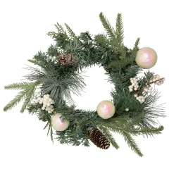 Northlight Pre-Lit LED Mixed Pine and Berries B/O Christmas Wreath - 16" - Warm White Lights Green