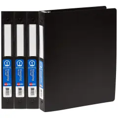 Avery 1" Hanging Storage Flexible 3 Ring Binders, Round Rings, 175-Sheet Capacity, Black, 4 Pack (17708)