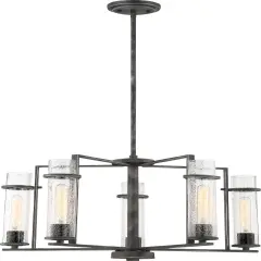Donzi 5-Light Hanging Mounted Chandelier Light Fixture in Iron Black Finish
