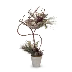 Melrose 28" Brown Pine Cones and Birds Nest Christmas Topiary Tabletop Tree