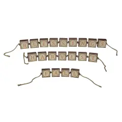 Melrose Set of 3 Brown and Beige Inspirational 'Fall Harvest Blessing' Thanksgiving Tabletop 32"