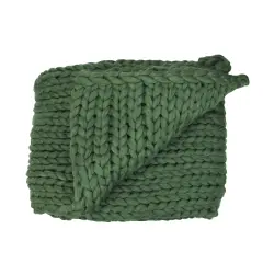 Northlight Hunter Green Cable Knit Plush Throw Blanket 50" x 60"
