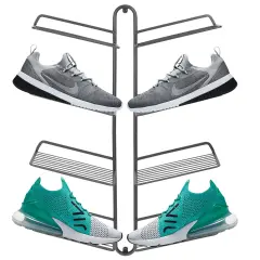 mDesign Modern Metal Shoe Display & Storage Rack, 4 Tier, Wall Mount