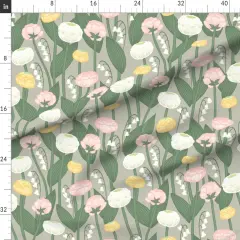 Various Fabrics by the Yard or Fat Quarter Lily Of The Valley Spring Floral Large Scale Pastel Pink Yellow Custom Printed Fabric by Spoonflower