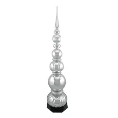 Northlight Shiny Ball Finial Tower Commercial Christmas Decoration - 4.5' - Silver