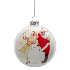 Northlight Norman Rockwell 'Christmas Surprise' Glass Disc Christmas Ornament - 3" White