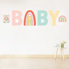 Big Dot of Happiness Hello Rainbow - Peel and Stick Boho Baby Shower Standard Banner Wall Decals - Baby