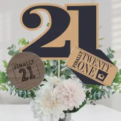 Big Dot of Happiness Finally 21 - 21st Birthday Party Centerpiece Sticks - Table Toppers - Set of 15