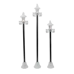 Roman LED Lighted Victorian-Style Christmas Village Lampposts - 16.5" - Set of 3 Black