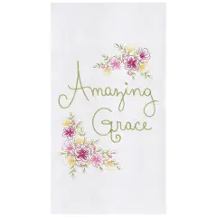 Amazing Grace Embroidered Flour Sack Cotton Kitchen Towel