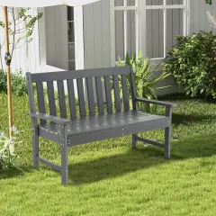 Costway Garden Bench All-Weather HDPE 2-Person Outdoor Bench for Front Porch Backyard Black/White/Gray/Beige