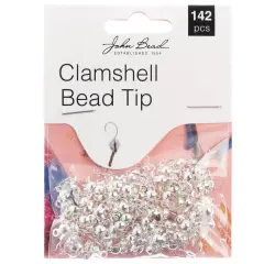 John Bead Clamshell Bead Tip 142/Pkg-Silver