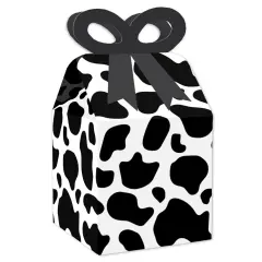 Big Dot of Happiness Cow Print - Square Favor Gift Boxes - Farm Animal Party Bow Boxes - Set of 12