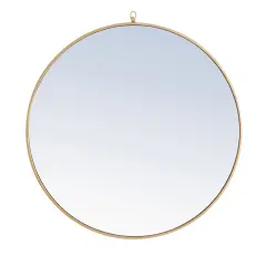 Metal frame Round Mirror with decorative hook 36 inch Brass finish