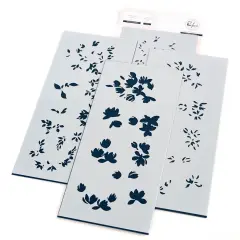 Pinkfresh Studio Stencils 4"X9" 4/Pkg-Artistic Magnolias Layering