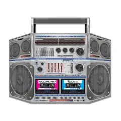 Party Central Pack of 6 Rockin' 80's Cassette Player Boom Box Stand-Up Party Decorations 37" Gray