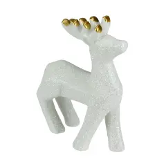 Northlight Iridescent Glitter Ceramic Reindeer Christmas Figure - 4.25"- White