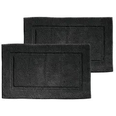 mDesign 100% Cotton Bath Mat, Hotel-Style Bathroom Floor Rug, 2 Pack