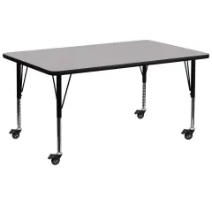 Emma and Oliver Mobile 30x72 Rectangle Laminate Preschool Activity Table Gray