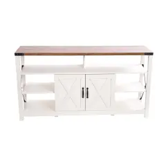 Merrick Lane Green River Media Console with Open and Closed Storage White/Oak