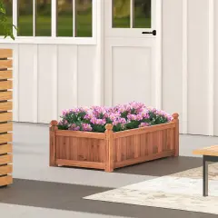 46 X 24 X 16 Inch Rectangular Planter Box With Drainage Holes For Backyard Garden Lawn-Brown