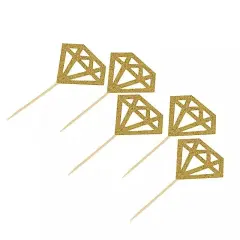 24 GOLD Glittered Diamond Ring CUPCAKE TOPPERS