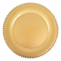 24 Gold 12" Round Beaded Rim Charger Plates