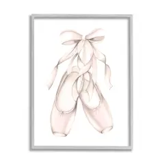 Stupell Industries Soft Pink Ballerina Slippers Framed Giclee Art Gray Frame