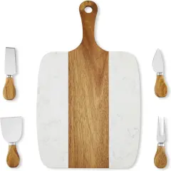 Makerflo Wood Marble Serving Board for Kitchen | Cutting Board Ideal for Personalization (Laser Engraving, Epoxy, UV DTF, Vinyl) | Individually Wrapped